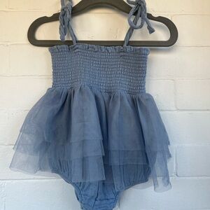 Angel Dear Tutu Bubble Romper Dusty Blue 12-18 months (fits small, 6-12 mo)
